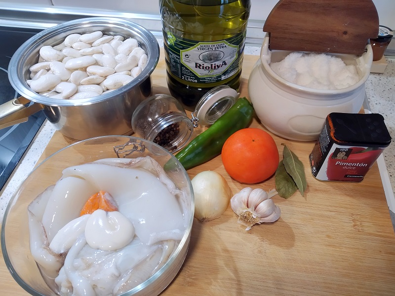 Cazuela de judiones con jibias